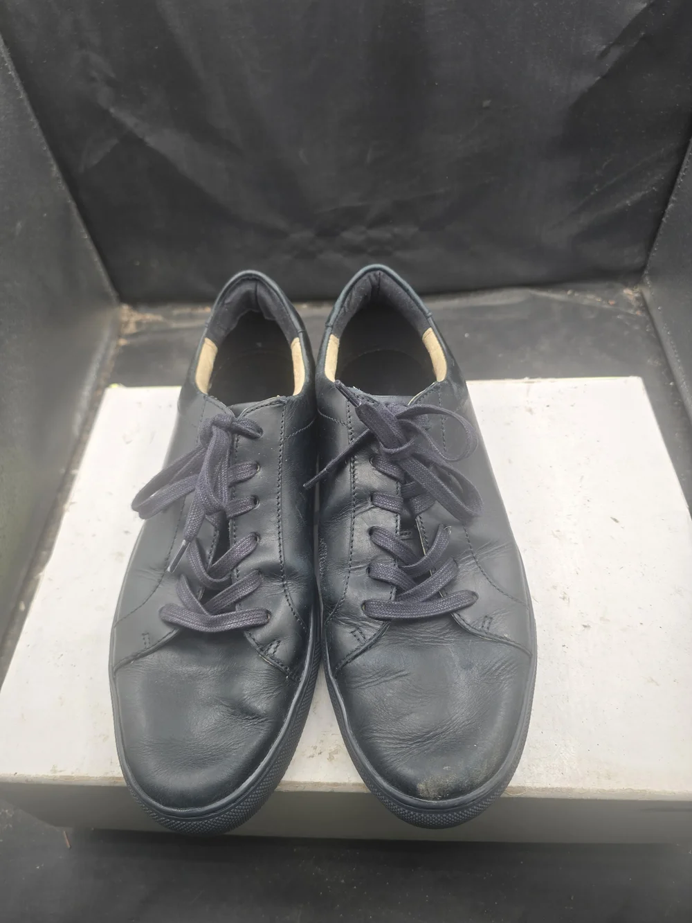 Banana Republic‎ Men's Dark Navy Leather Lace-Up Sneakers